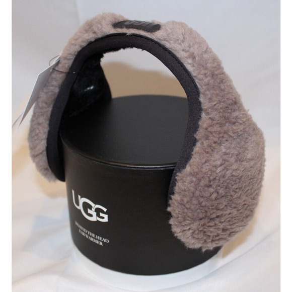 UGG MEN'S WOMEN'S SHEARLING EAR MUFFS‎ GRAY OSFA NIB - Picture 1 of 4